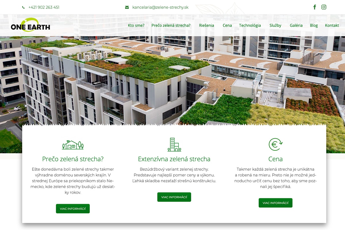 Pekný a funkčný web pre eko-projekt? Pozrite si naše riešenie pre Zelené strechy
